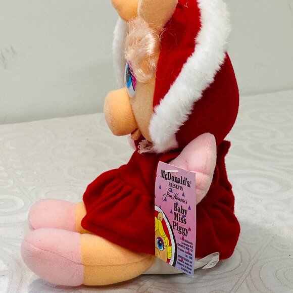 VNTG BABY MISS PIGGY CHRISTMAS Muppet Babies McD's 1988 Plush Red Dress W/Tags - Picture 5 of 7